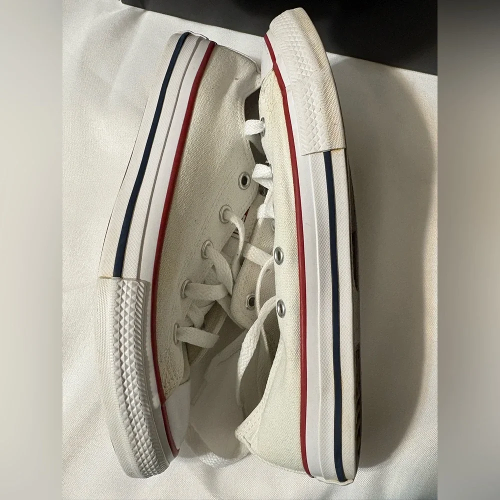 Converse All Star Sneakers Youth Size 3 tennis shoe white red trim low‎ top